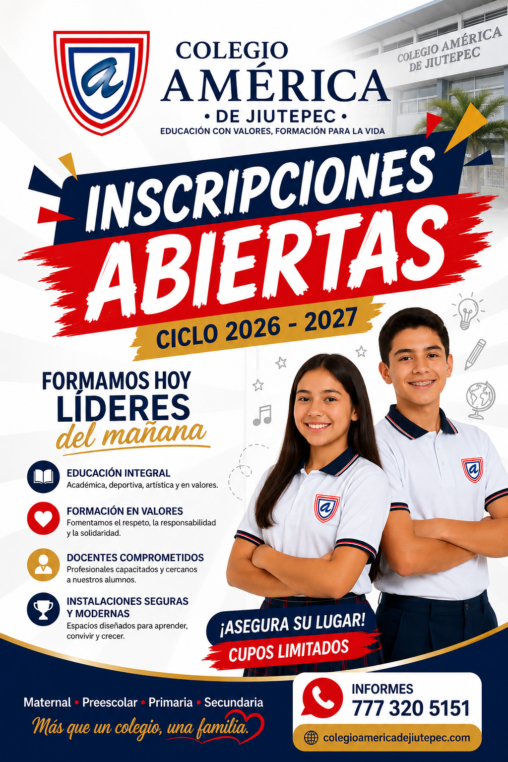 Inscripciones Ciclo 2026 - 2027 - Colegio América de Jiutepec